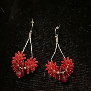 Fun red flower earrings